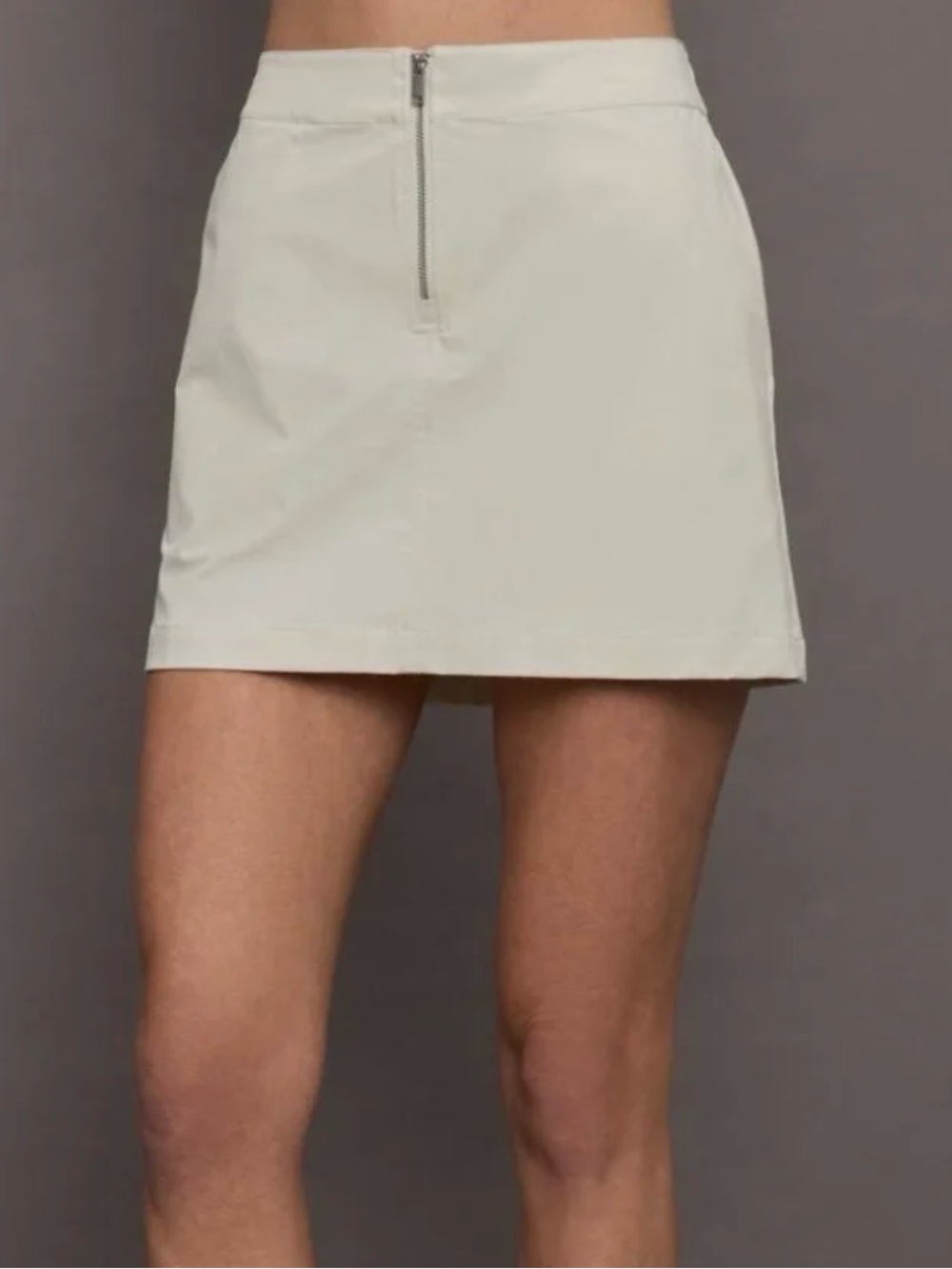 Women's Mini Skirt with Front Zip in Cream